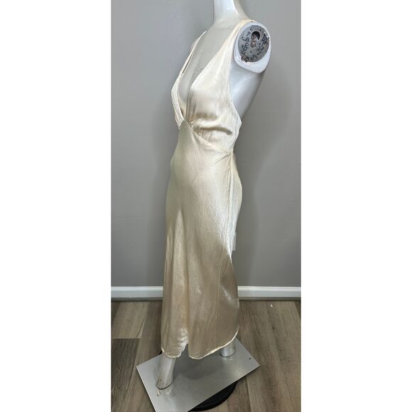 Shona Joy La Lune Plunged Cross Back Midi Dress in Cream US 2 $320 - Picture 6 of 11